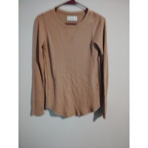 Abercrombie & Fitch Women's Soft A&F Cozy Ribbed Long Sleeve Top Tan Size XS